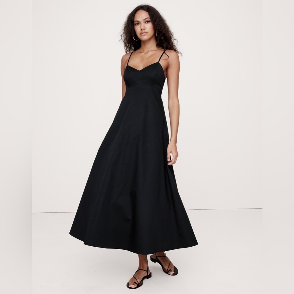 NWT! Banana Republic Black Poplin Cut-Out Maxi Dress - Multiple Sizes⭐️